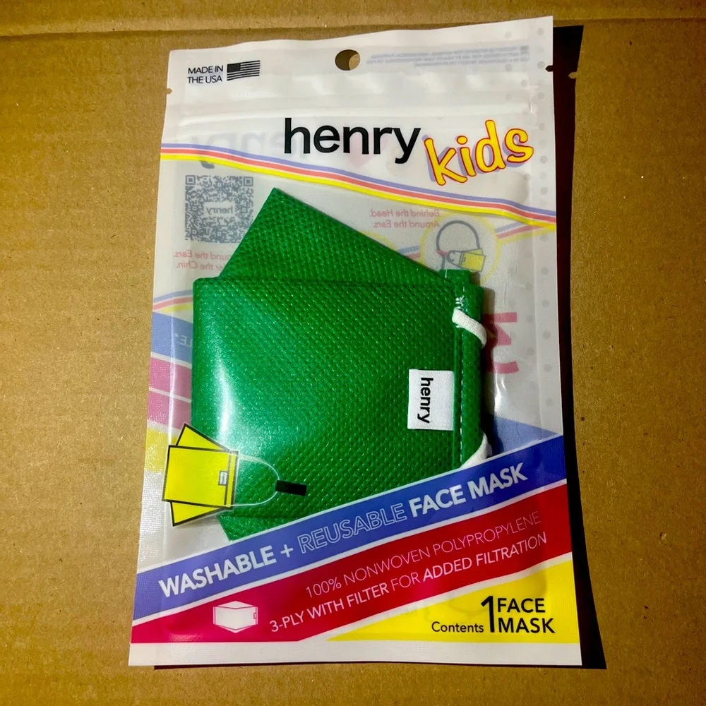 Kids size green face mask!
